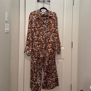 2 piece floral satin set